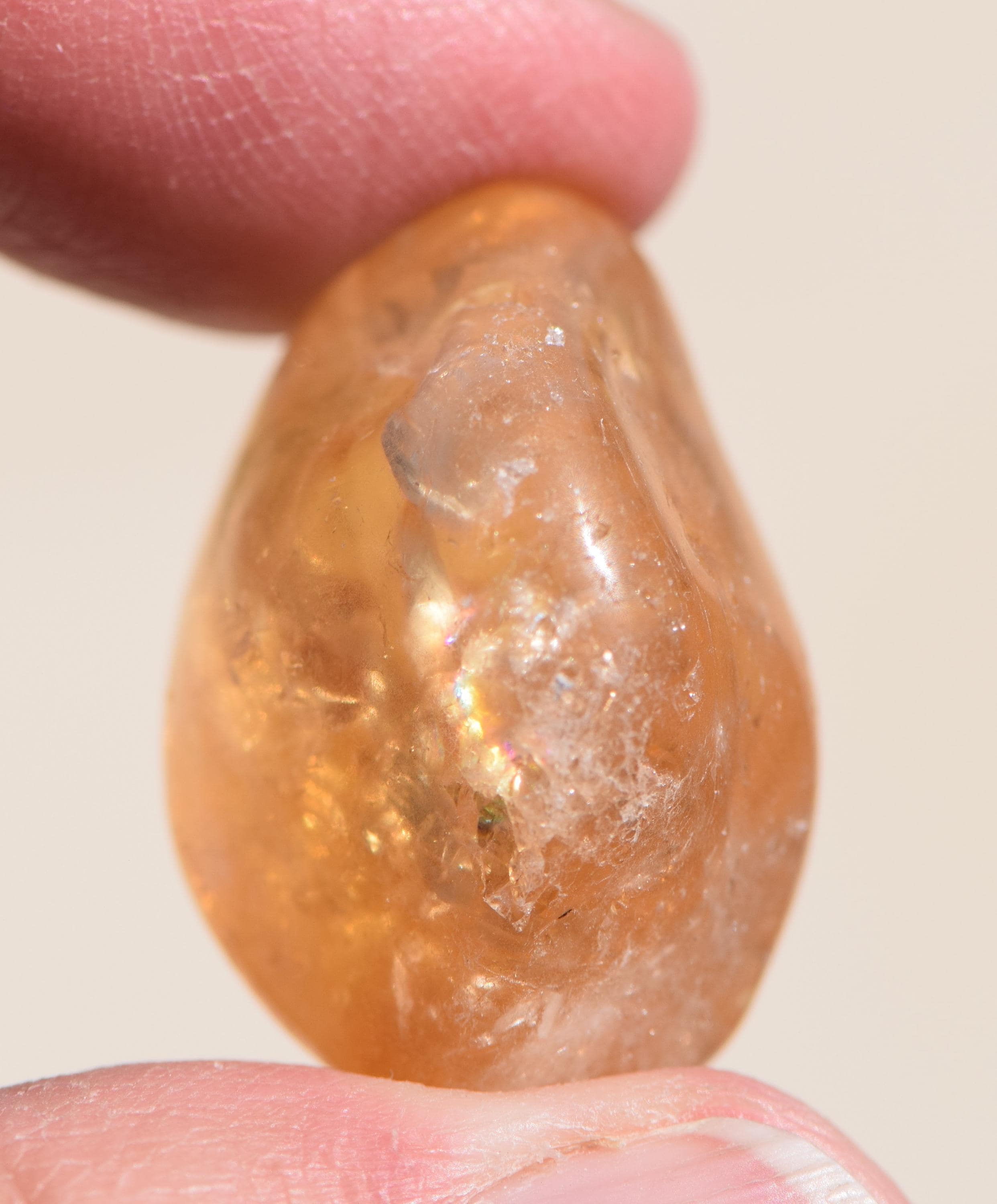 Citrine Pebble With Rainbows