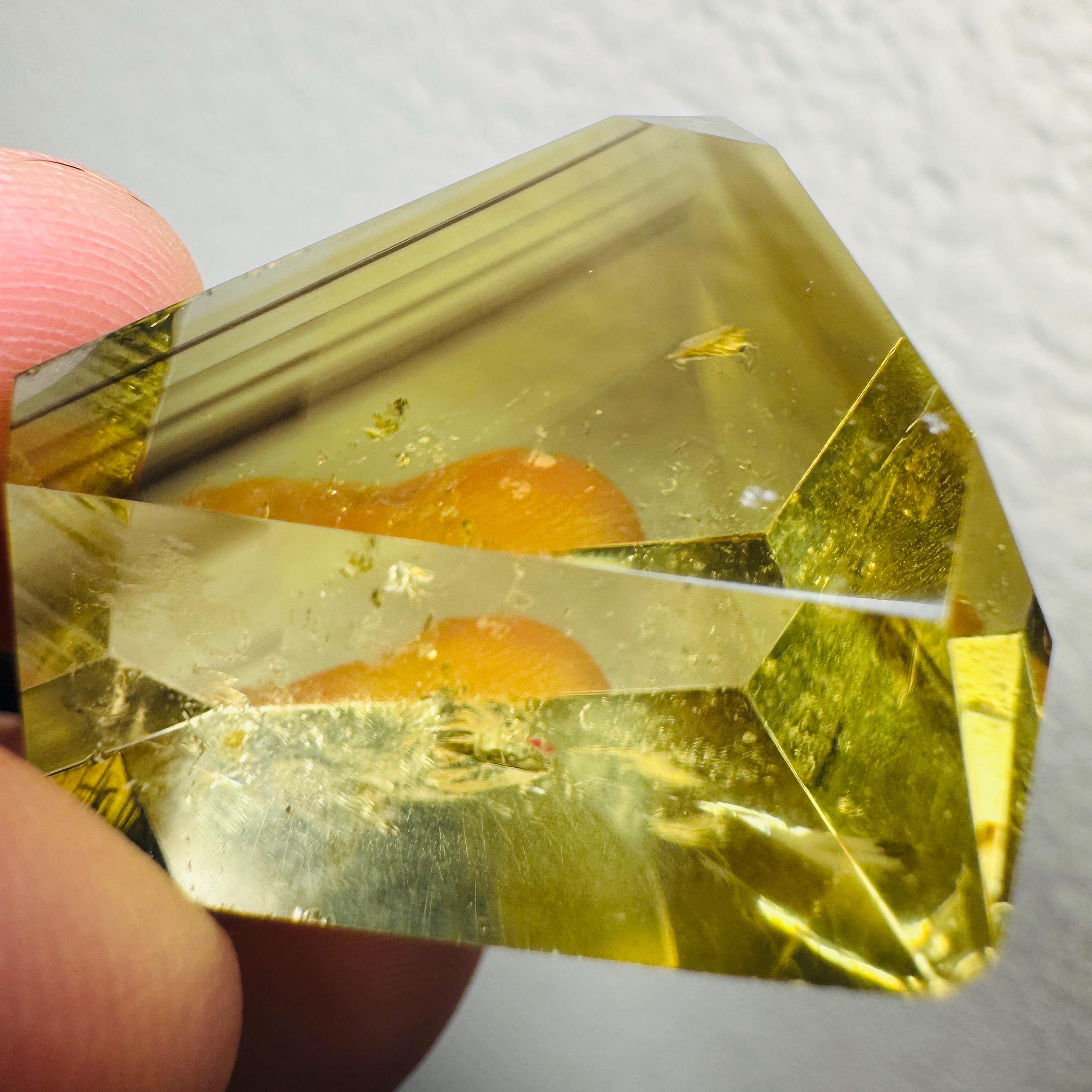 Phantom Citrine Freeform, Gem Grade Citrine Facet Freeform, Citrine Gemstone