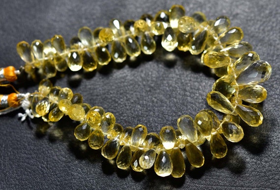 Citrine Teardrop Beads - 10 Pcs - Natural Big Faceted Citrine Teardrops Briolettes - Size Is 5x10-7x14mm #810 Citrine Teardrop Beads - 10 Pcs - Natural Big Faceted Citrine Teardrops Briolettes - Size Is 5x10-7x14mm #810