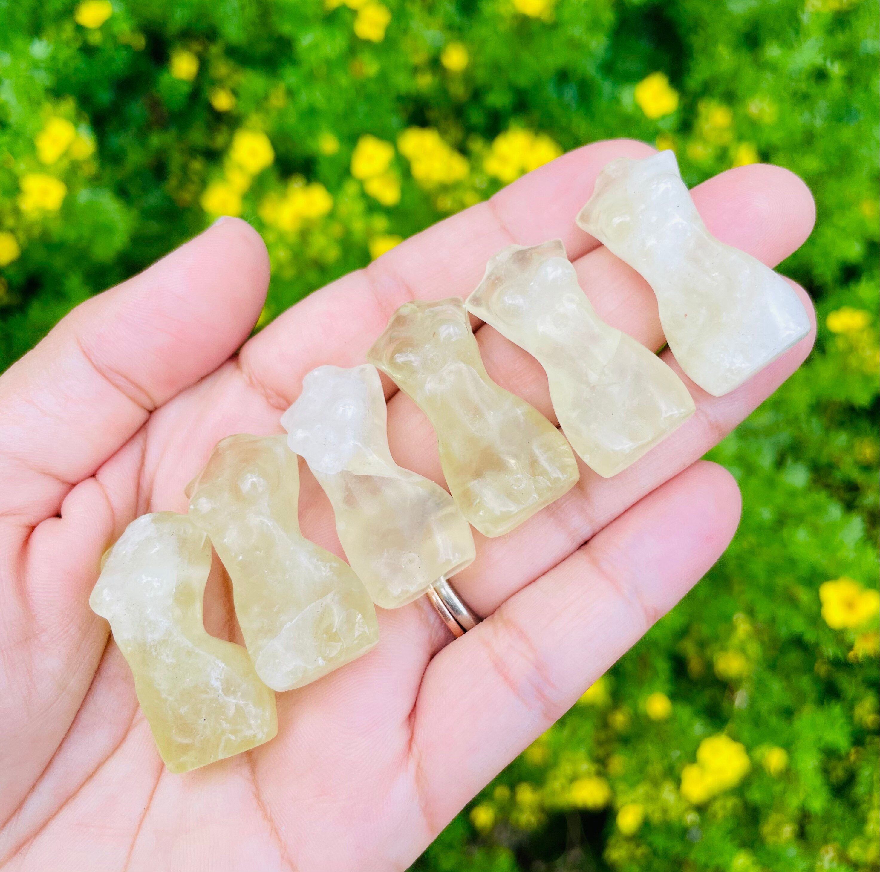 Citrine Crystal Body Carving: Mini Tumbled Yellow Gemstone