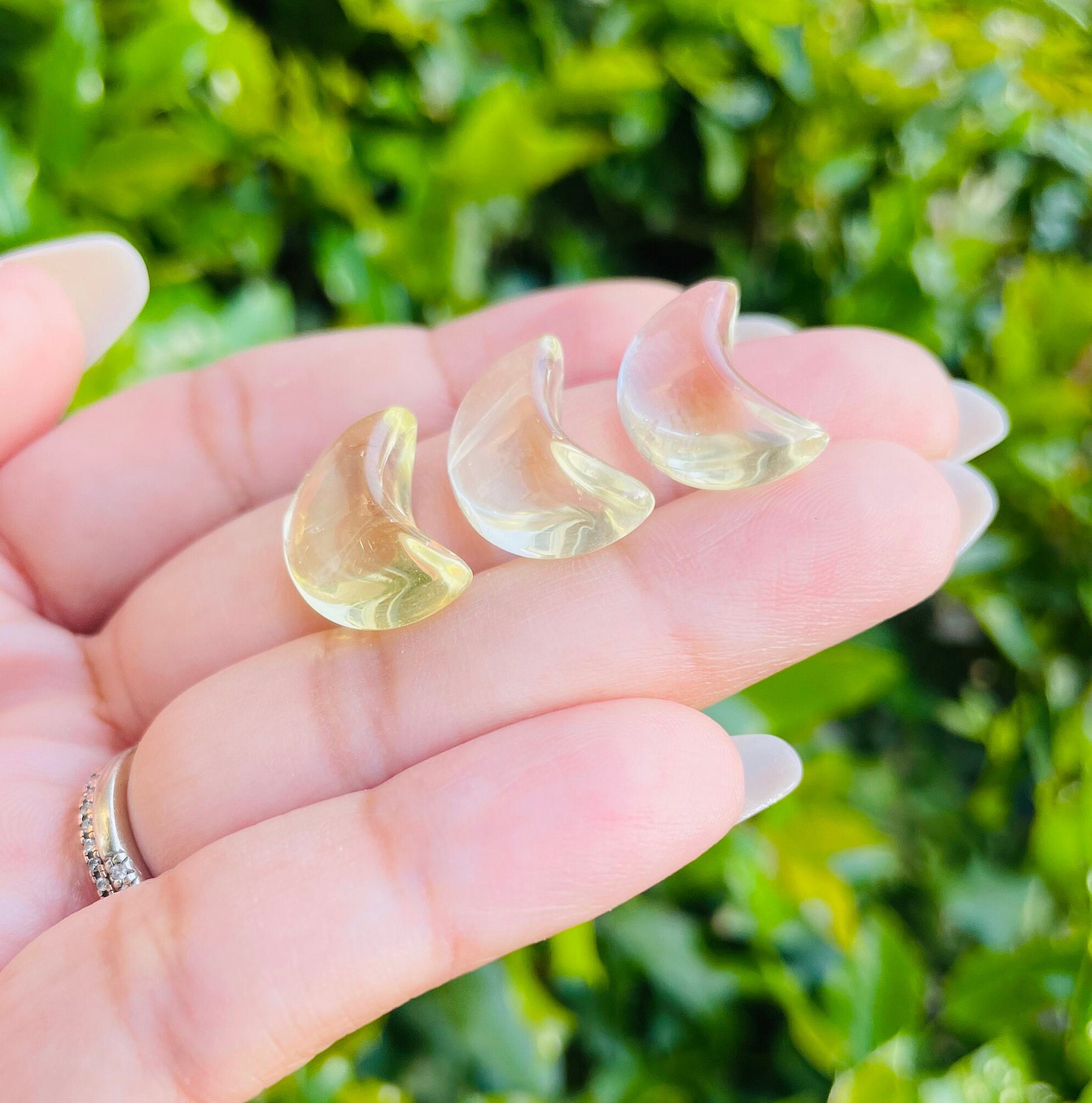 Citrine Crystal Moon: Carved Tumbled Gemstone (10-15mm)
