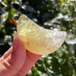 Citrine Crystal Moon: Yellow Tumbled Carving (38g)
