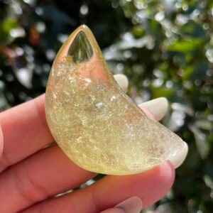 Citrine Crystal Moon: Yellow Tumbled Carving (32g)