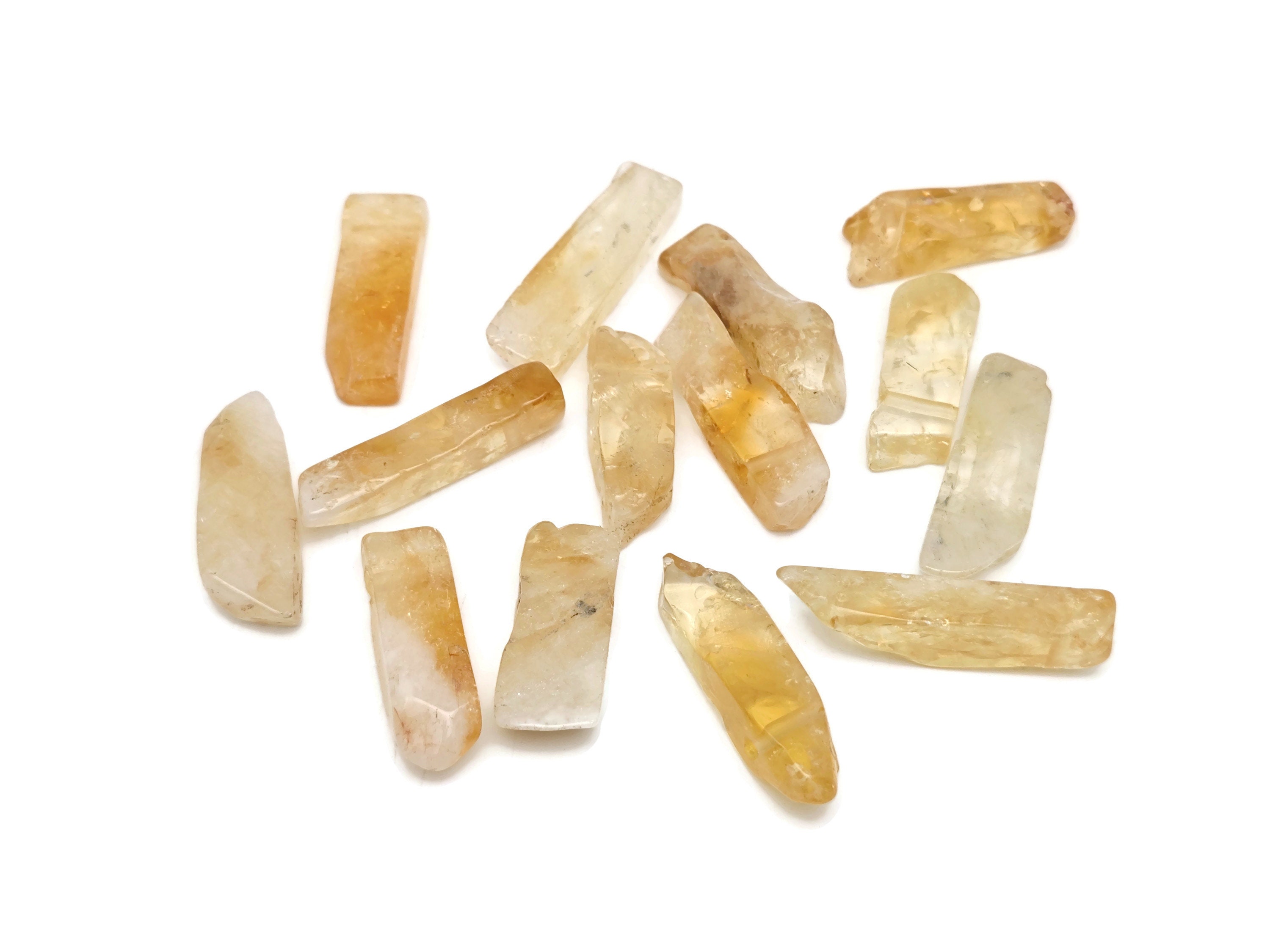 Citrine Drilled Tumbled Stones - Rectangle Hole Tumbled Stone - Making Jewelry Cytsals - Bulk Stones - Nc1661