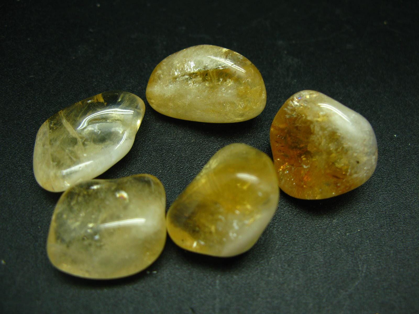 Lot Of 5 Natural Citrine Tumbled Stones From Brazil
