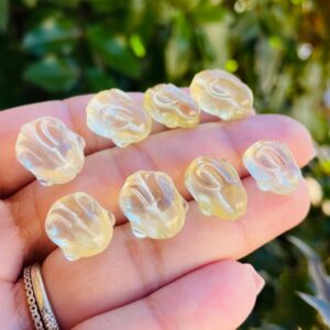 Mini Citrine Bunny: Carved Crystal Tumbled Stone (drilled Bead)