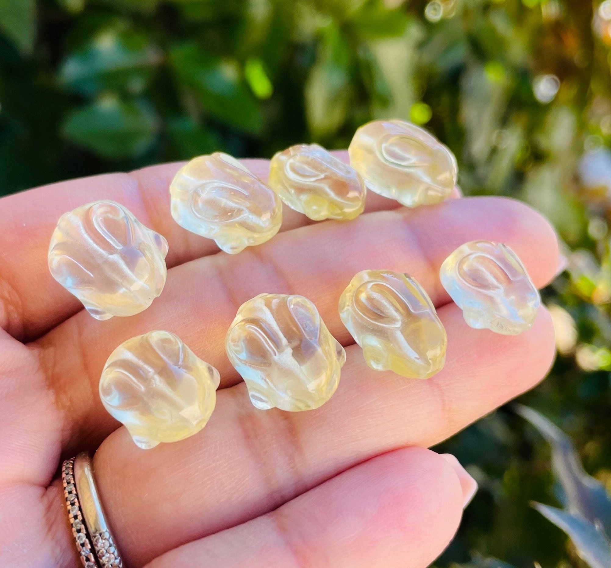 Mini Citrine Bunny: Carved Crystal Tumbled Stone (drilled Bead)