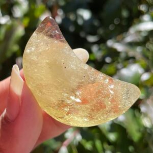 Citrine Moon Crystal: Yellow Tumbled Carving, Natural Gemstone (28g)