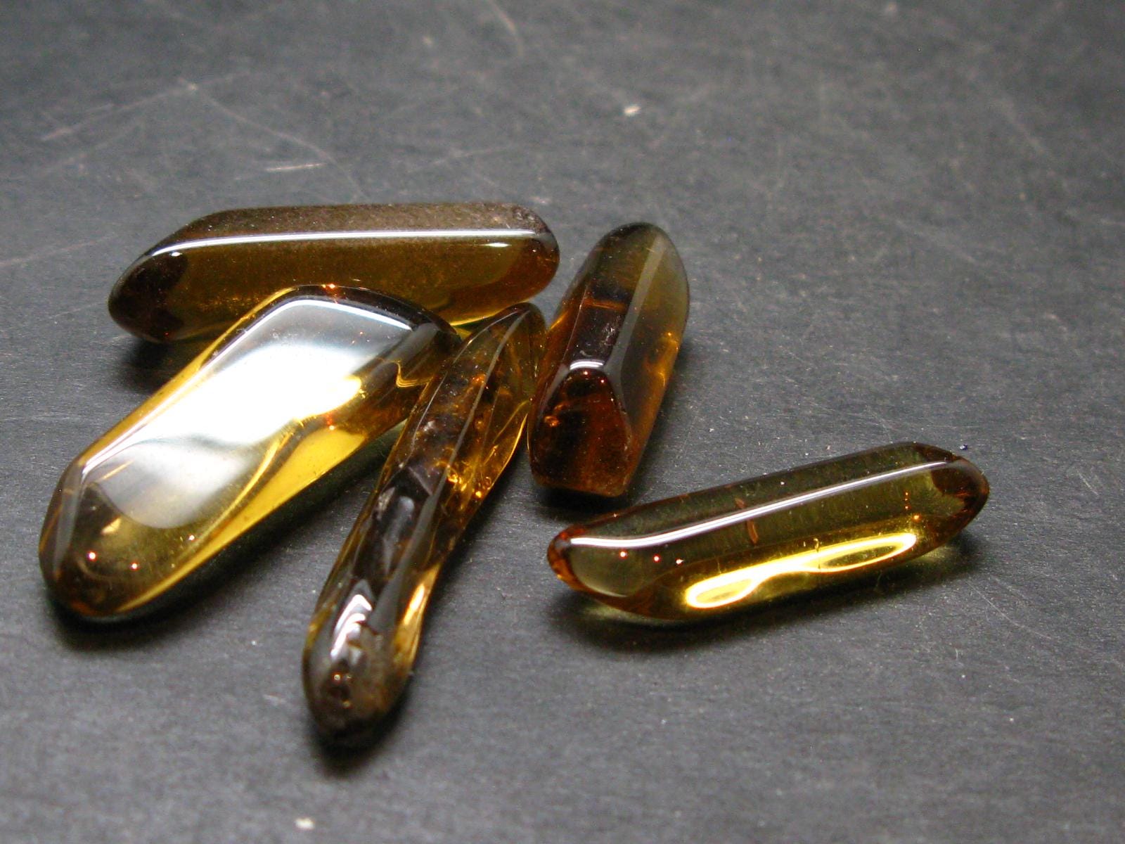 Nice Lot Of 5 Untreated Unheated Citrine Tumbled Stones From Zambia - 14.5 Grams