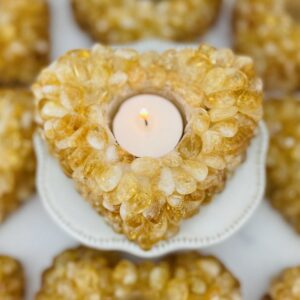 Citrine Tumbled stone Heart Candle Holder - (RK6A-20)