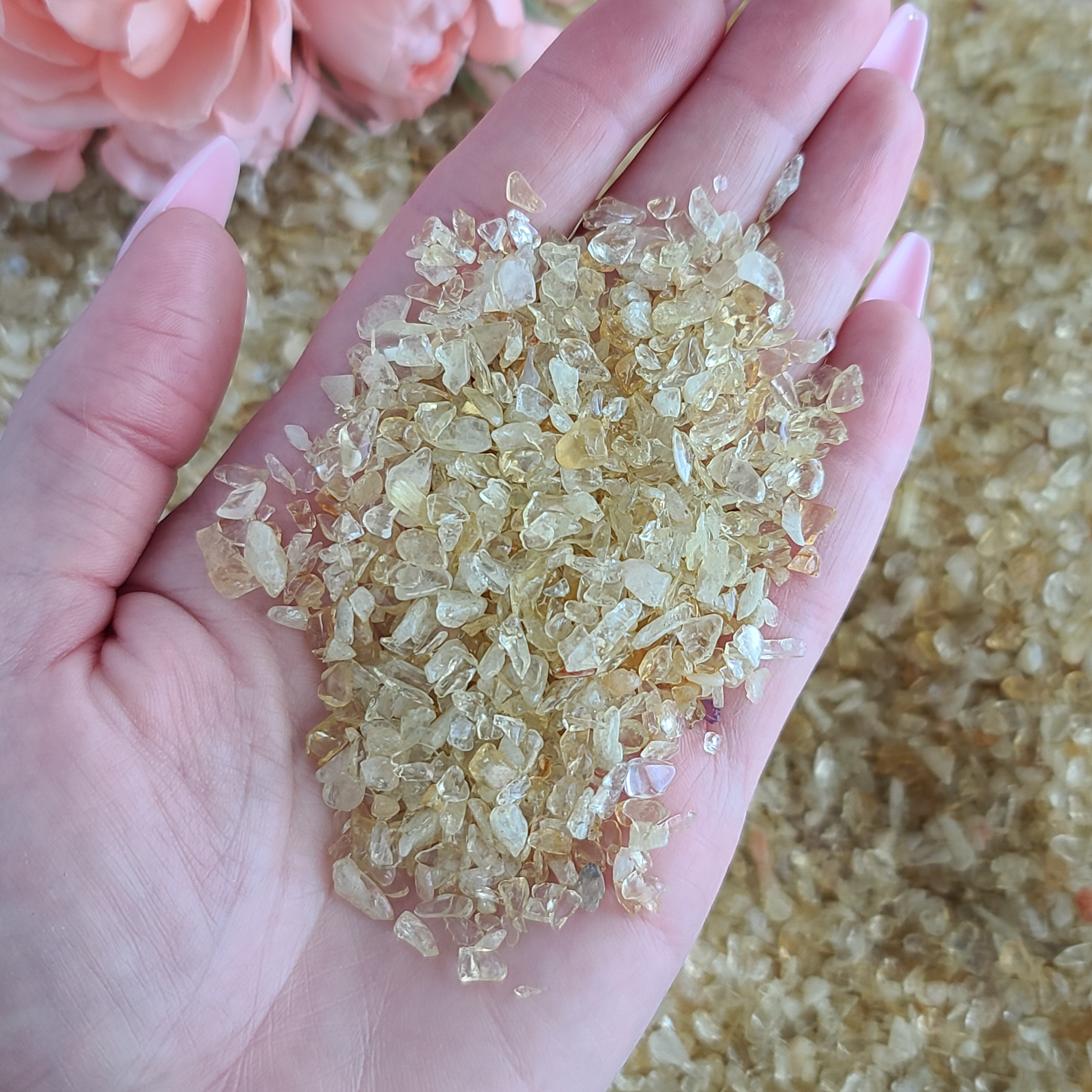 Tiny Tumbled Citrine Quartz Crystal Chips (1-5 Mm)