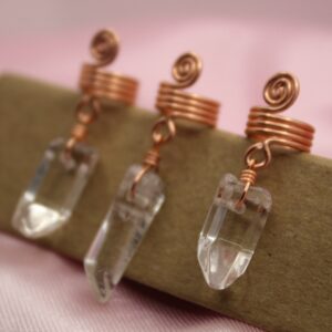 Clear Quartz & Copper Loc Or Braid Jewelry, 3rd Eye Crystal Dreadlock Cuff, Gemstone Dread Beads And Hair Accessories Clear Quartz & Copper Loc Or Braid Jewelry, 3rd Eye Crystal Dreadlock Cuff, Gemstone Dread Beads And Hair Accessories