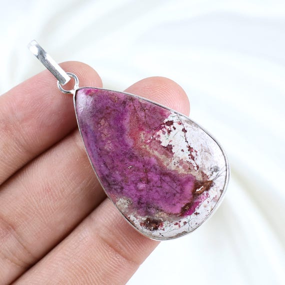 Cobalt Calcite Pendant Jewelry, Bezel Pendant, Pear Shape Sterling Silver Pendant, Pink Cobalt Gemstone Pendant, Women Pendant Birthday Gift