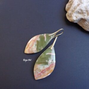 Colorful stone earrings, Unique Crystal jewelry for women, Statement Large leaf earrings Colorful stone earrings, Unique Crystal jewelry for women, Statement Large leaf earrings