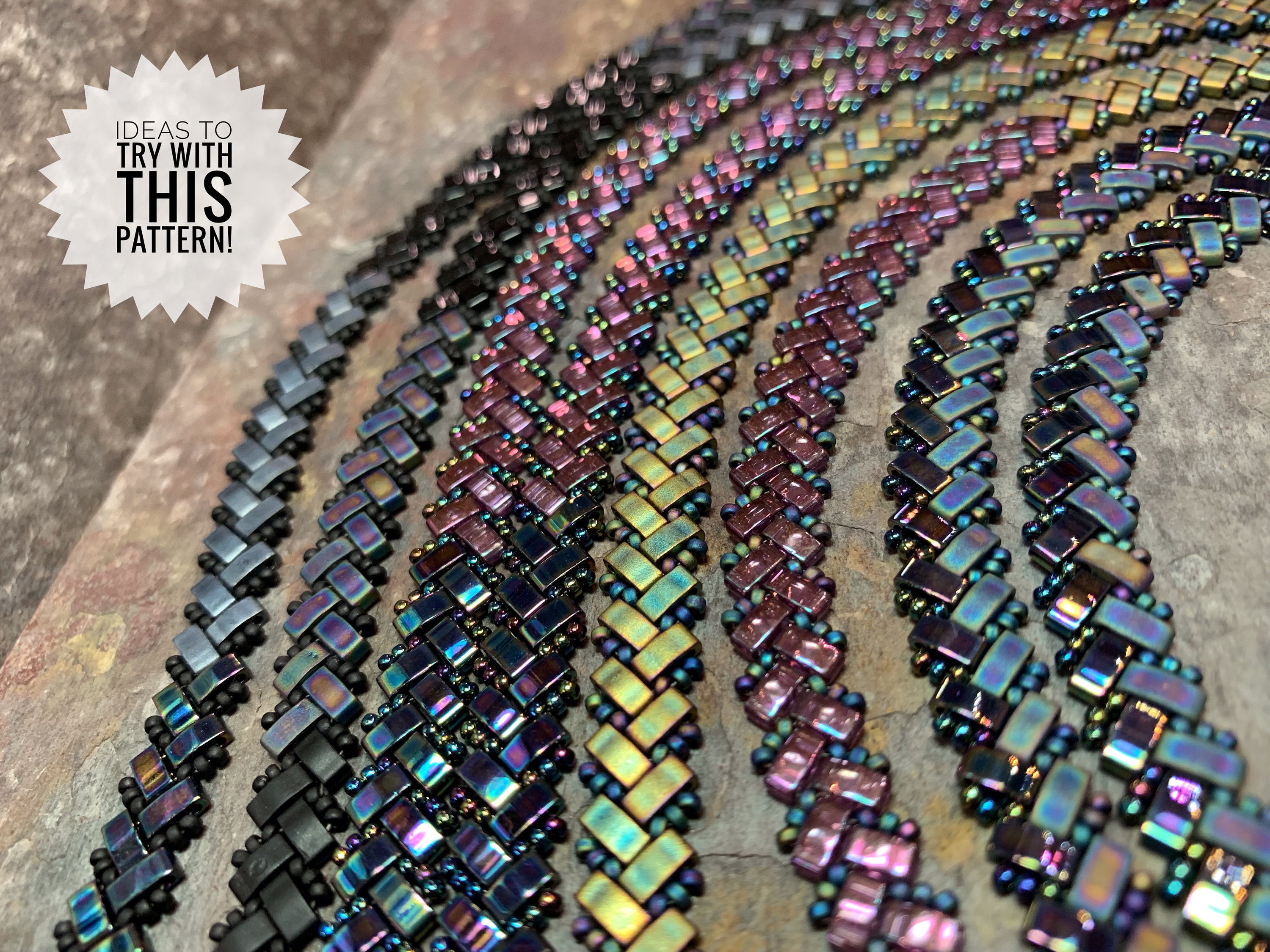 Complete Kit Including Tutorial For Herringbone Wrap Bracelet With Half Tilas - Available In 5 Colorways
