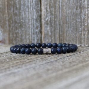 Cool Steampunk Silver Pewter Hex Nut Midnight Blue Dumortierite Beaded Bracelet Cool Steampunk Silver Pewter Hex Nut Midnight Blue Dumortierite Beaded Bracelet