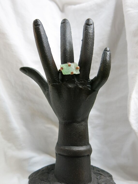 Copper & Rectangular Green Calcite Ring