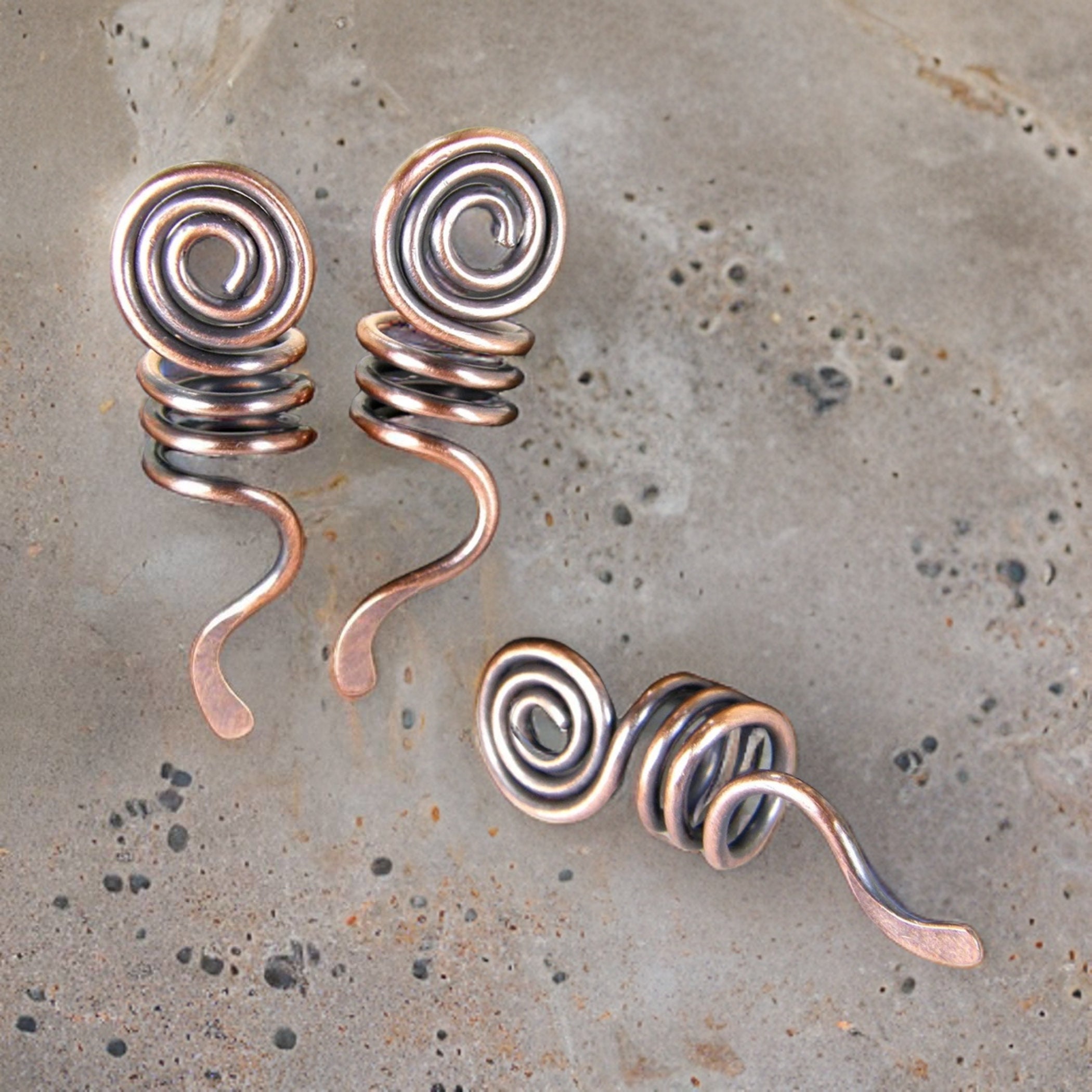 Copper Spiral Dread Bead, Copper Wire Dread Bead, Dreadlock Hair Bead, Dread Jewelry, Loc Jewelry, 8mm Hair Bead, Beard Bead