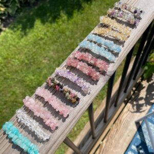 Crystal Beaded Hair Clip Barrett Snap Clips Genuine Natural Gemstone Crystals 1201