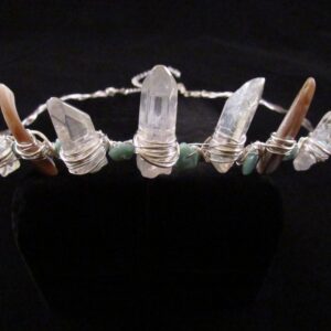 Crystal Crown, Mermaid Circlet Crown, Angel Aura Quartz Crown, Quartz and Seashell Silver Wire Wrapped Adjustable Crown