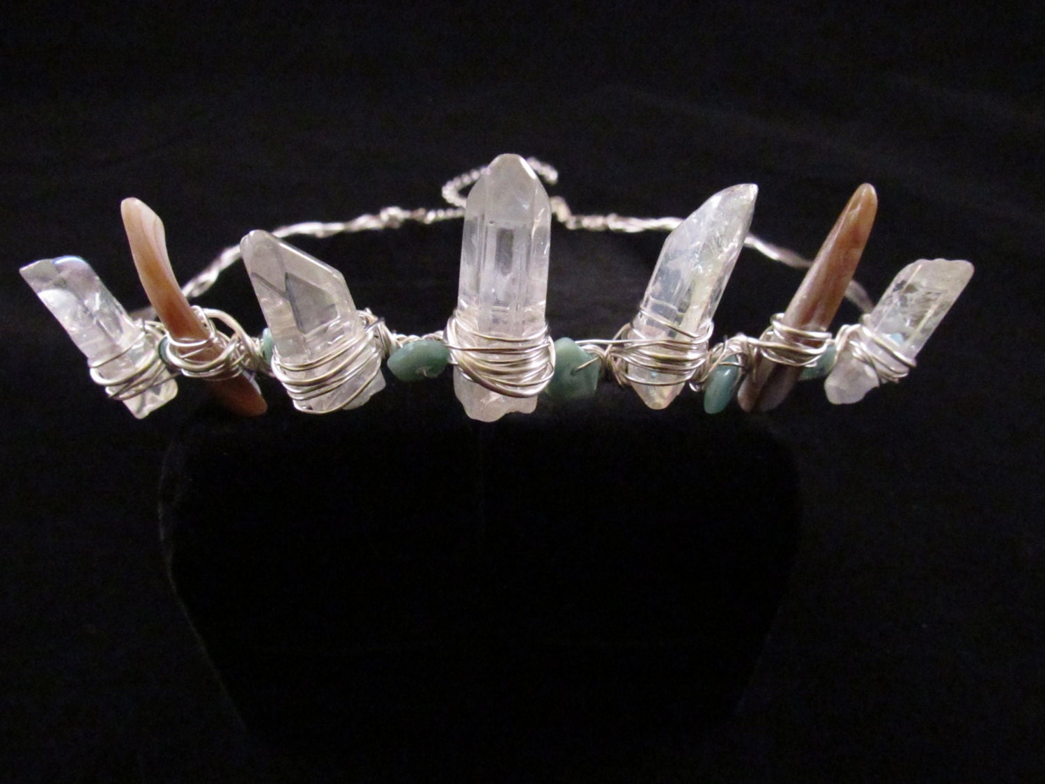 Crystal Crown, Mermaid Circlet Crown, Angel Aura Quartz Crown, Quartz And Seashell Silver Wire Wrapped Adjustable Crown Crystal Crown, Mermaid Circlet Crown, Angel Aura Quartz Crown, Quartz And Seashell Silver Wire Wrapped Adjustable Crown