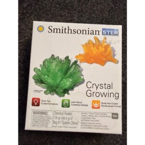 Smithsonian STEM Crystal Growing Kit For Kids Adults Includes 2 Bags Of Chemical Powder For Green & Orange Crystals Ages 10up