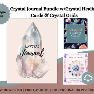 Crystal Journal Bundle | Crystal Healing Cards, Crystal Grid Workbook & Guide, Crystal Journal | Healing Crystals | PDF Instant Download