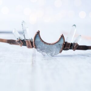 Crystal Moon Tiara | Quartz Crystal Crown | Quartz Crystal Headband | Quartz Coronet | Celestial Headband