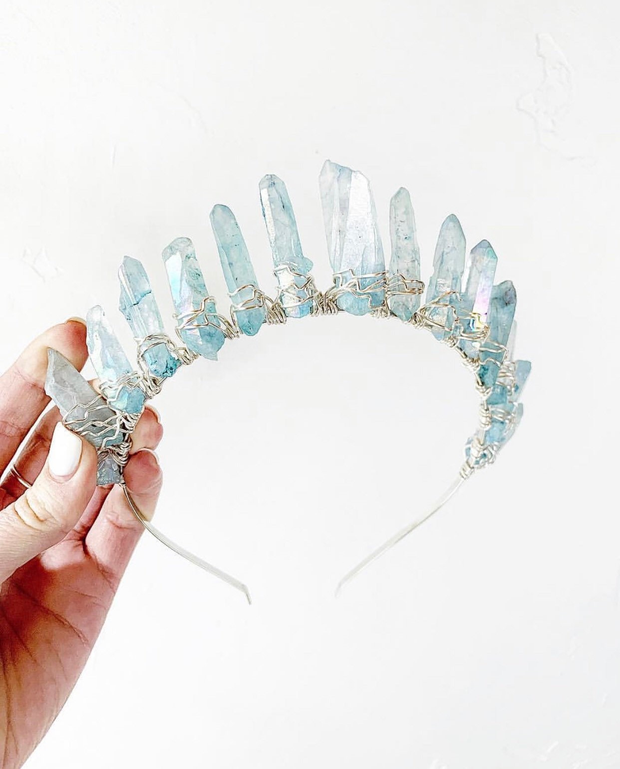 Crystal Wedding Crown  / Festival Headband / Crystal Tiara / Quartz Tiara / Bridal Crystal Crown / Mermaid Crown  / Crystal Boho Wedding