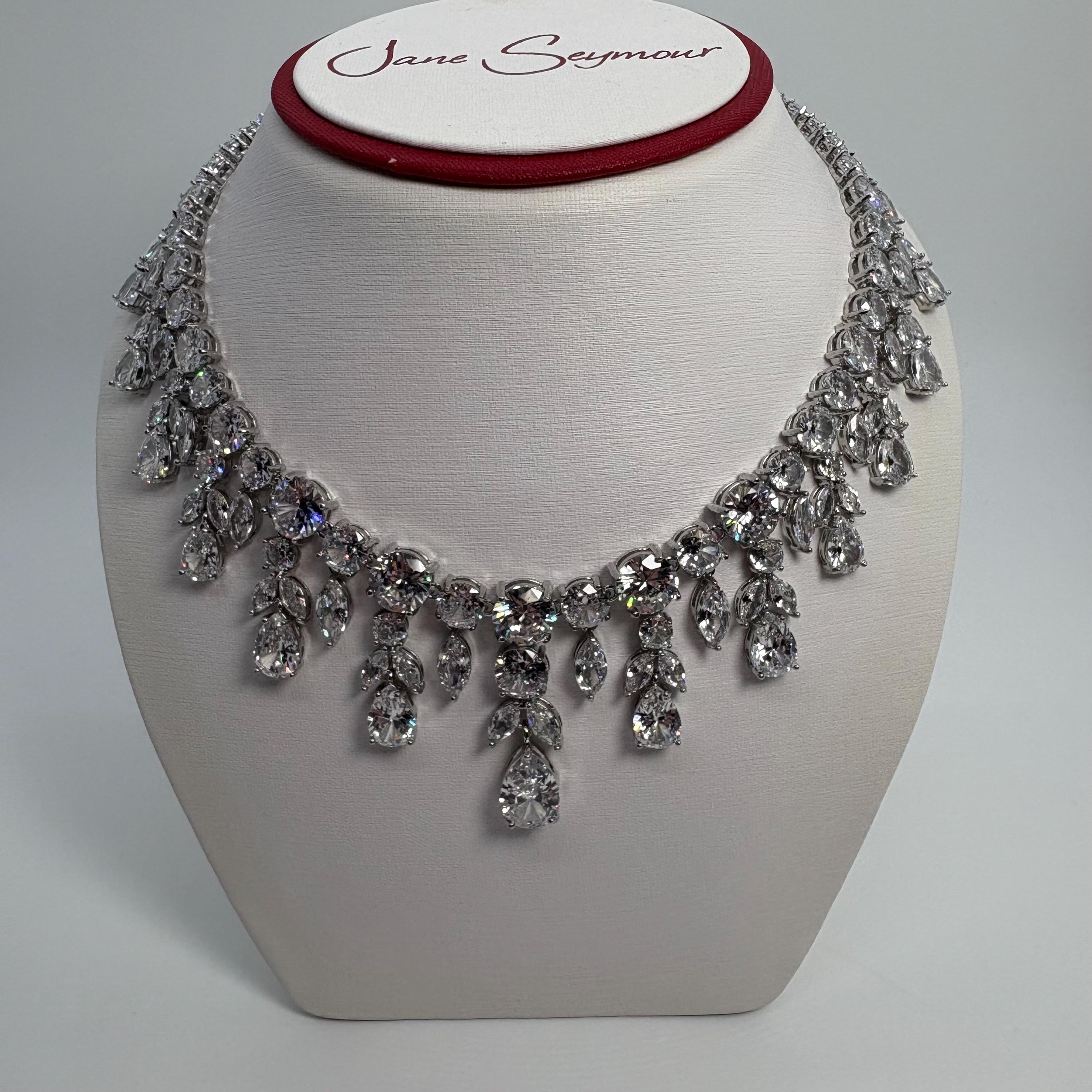 Cubic Zirconia Statement Bib Necklace And Earrings Set, Cz Royal Necklace Set, Cubic Zirconia Wedding Necklace