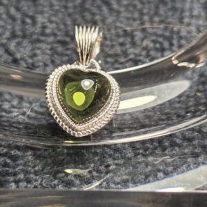 Dainty Genuine Moldavite Heart Pendant s925 Silver Dainty Genuine Moldavite Heart Pendant s925 Silver