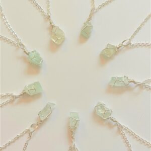 Dainty Green Calcite Necklace: Handmade Silver Plated Crystal Jewelry