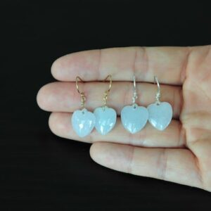 Dainty icy jade heart earrings, Natural genuine grade A jade heart earrings Dainty icy jade heart earrings, Natural genuine grade A jade heart earrings