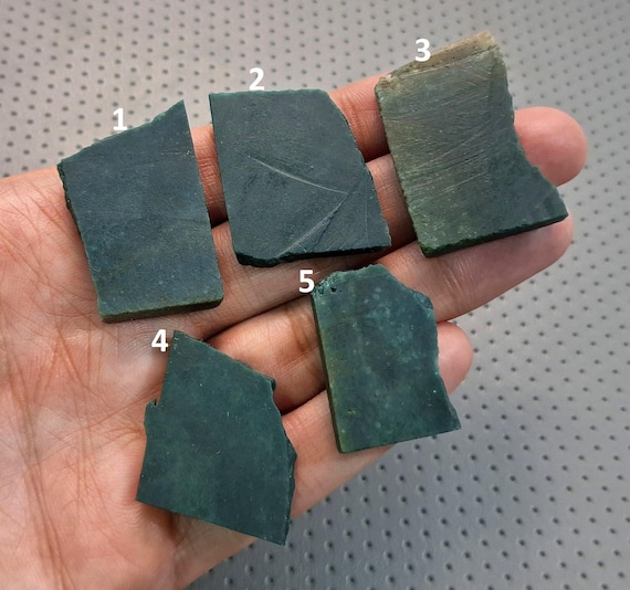 Dark Green Jade Raw Slab, Loose Gemstone For Jewelry Making