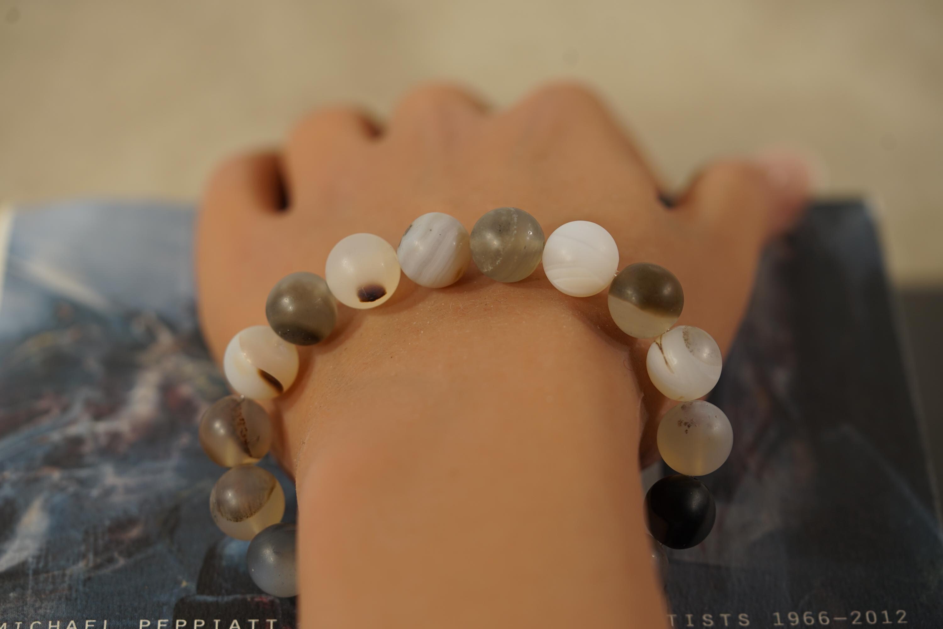Montana Dendritic Agate Bracelet • Stretch Bracelet • 12mm • Stone Of Plenitude • Abundance Bracelet • Growth  • Earthly Bracelet • B1008
