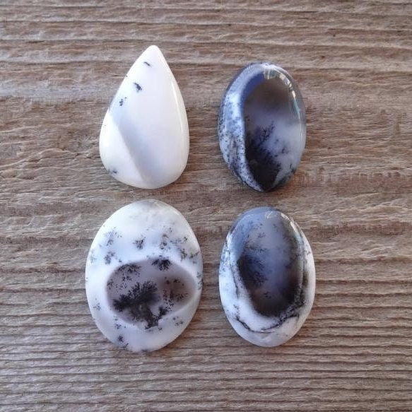 Dendrite Agate Cabochon, Dendrite Agate Gemstone, Scenic Dendritic Agate, Natural Black White Cabochon