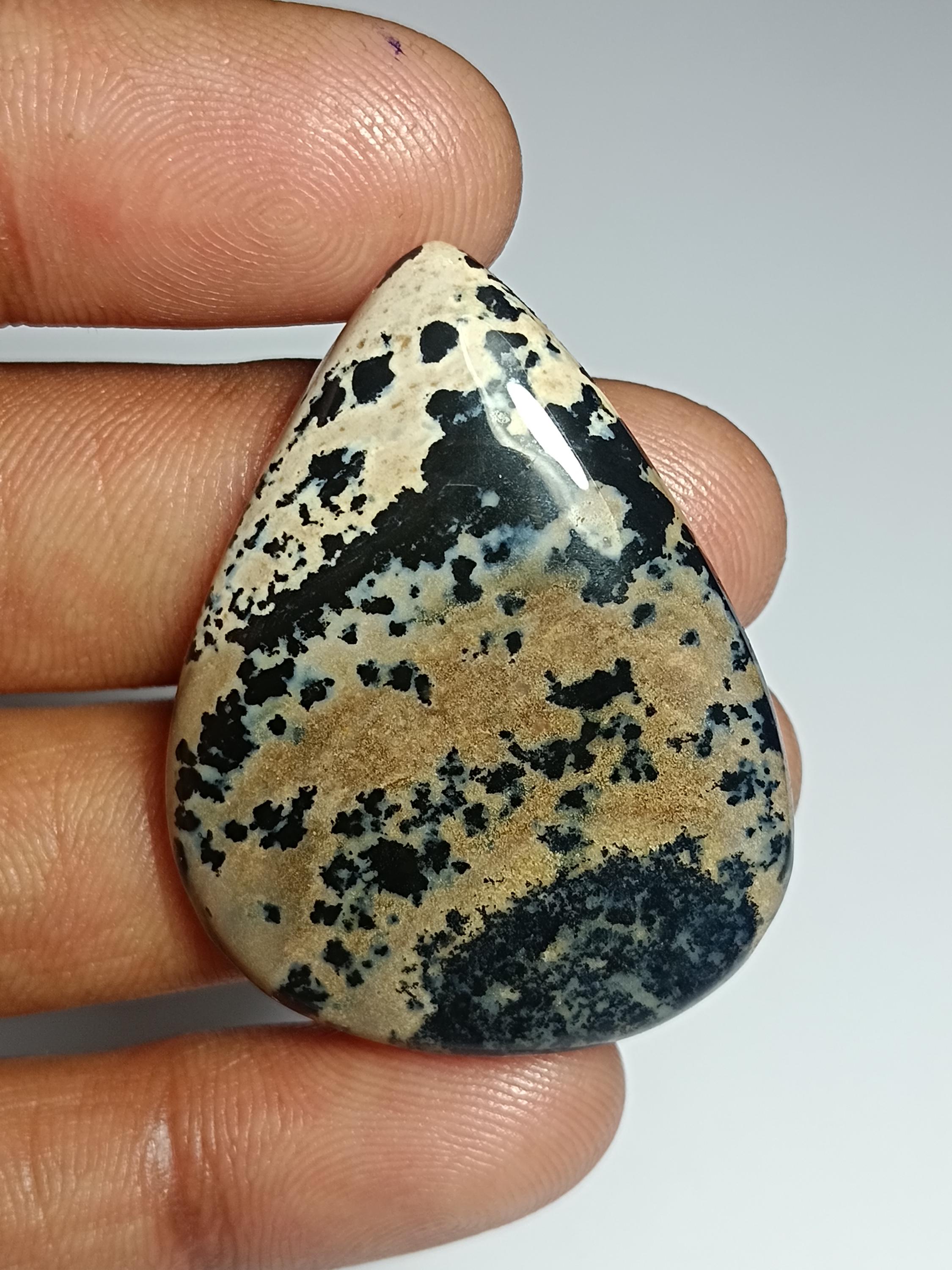 Honey Dendritic Agate Cabochon Gemstone (40x31mm, 57cts)