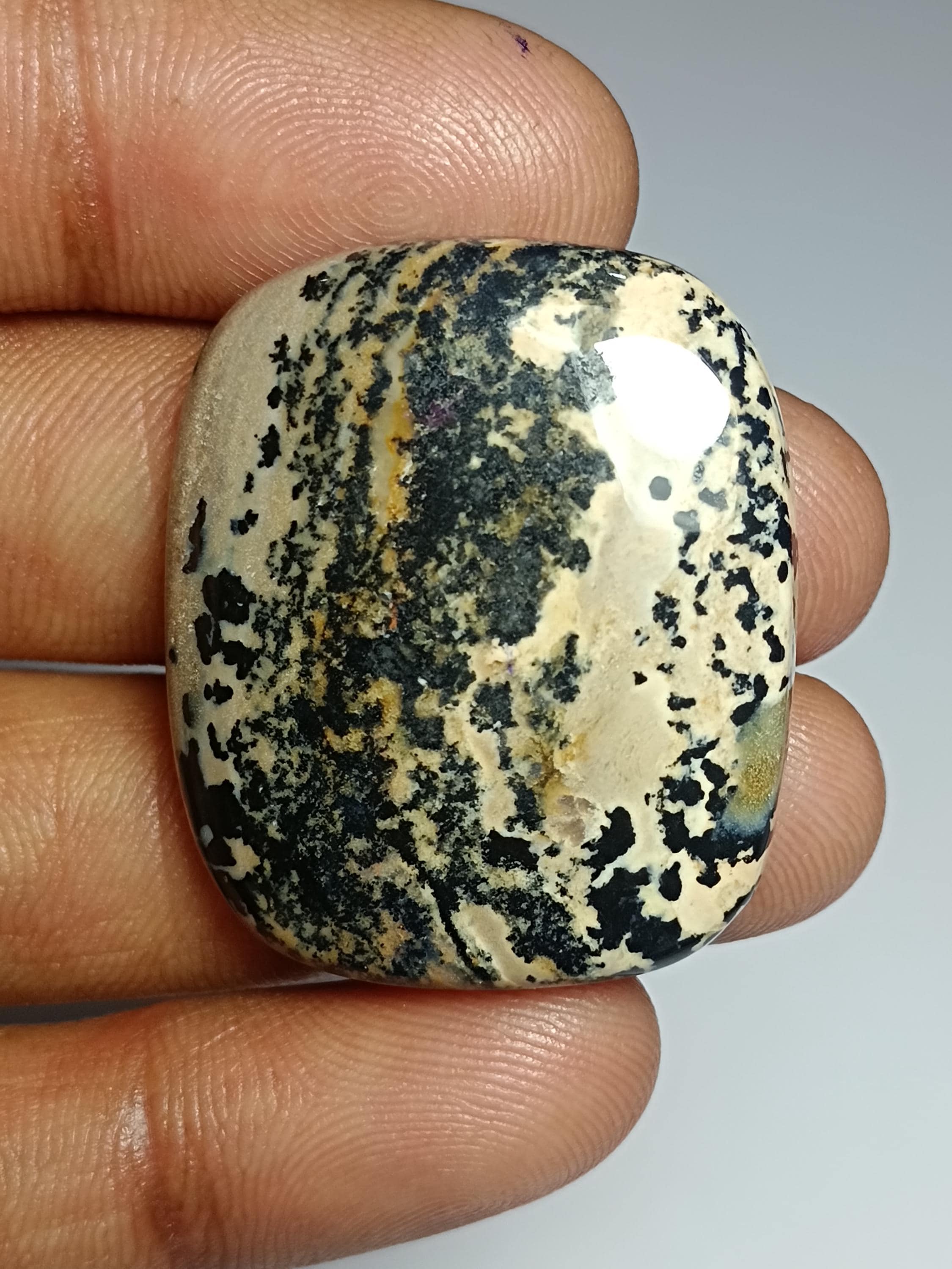 Honey Dendritic Agate Cabochon Gemstone (53 Cts, 33x28 Mm)