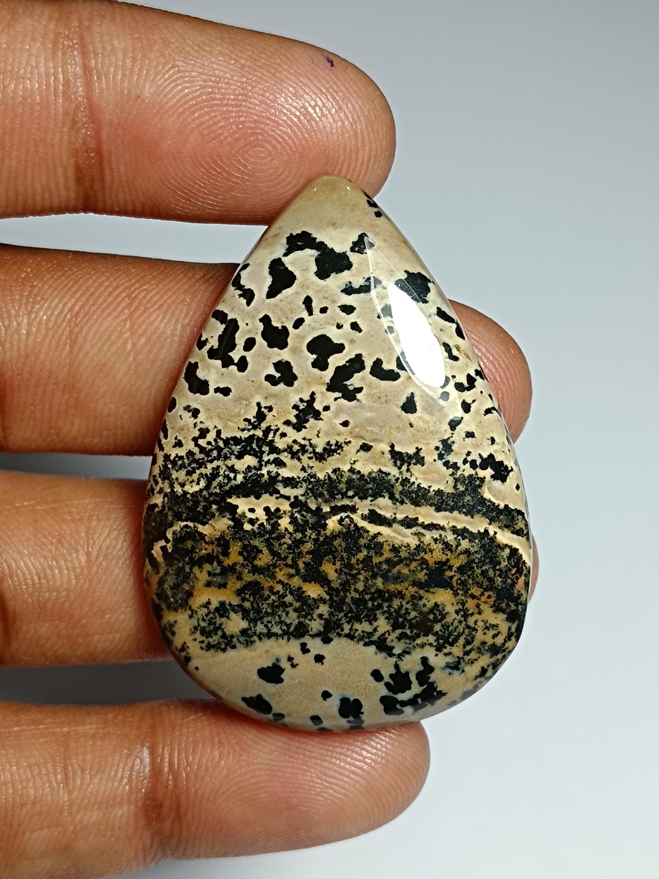 Honey Dendritic Agate Cabochon Gemstone (45x32 Mm)