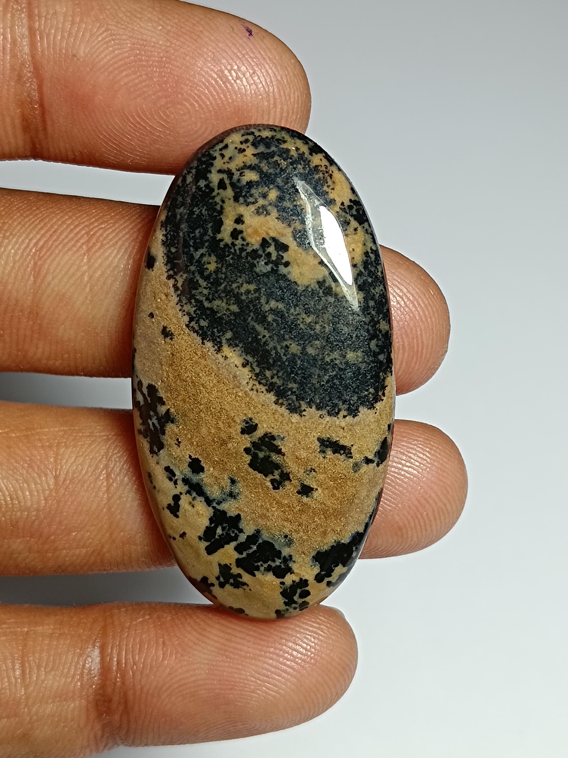 Honey Dendritic Agate Cabochon Gemstone (53 Cts, 44x24 Mm)