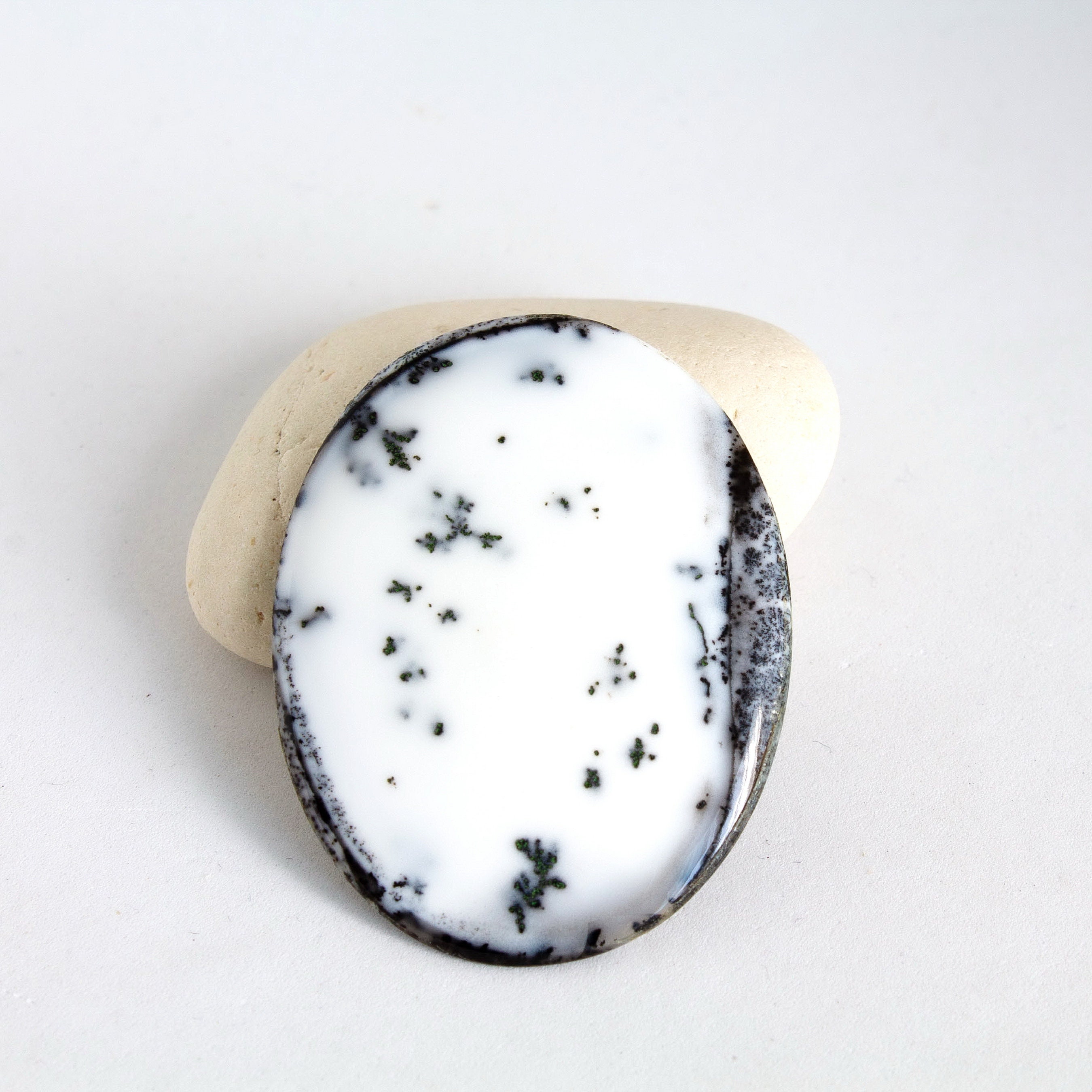 Loose Dendritic Agate Oval Cut Gemstone 37x48mm Large Designer Cabochon 55.40ct