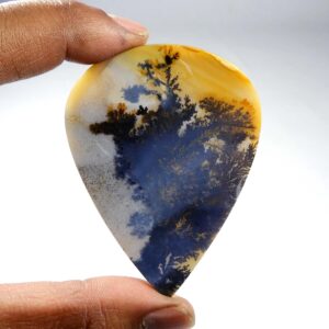 Massive~ Shazar Dendrite Gemstone. Natural Scenic Dendritic Agate. Shazar Dendrite Cabochon. 67x51mm Pear Shape Scenic Loose. Mx-8541