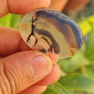 Natural Dendritic Agate Cabochon: Shajar Scenic Gemstone For Jewelry 38 Ct