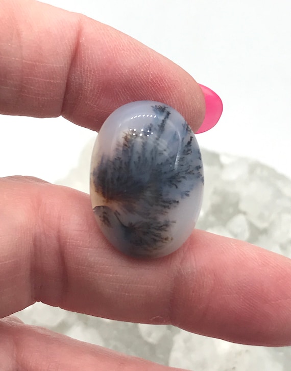 Oval Dendritic Agate Cabochon-26.81ct Oval Dendritic Agate Cabochon-26.81ct