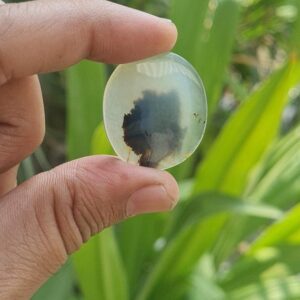 Scenic Dendritic Agate Cabochon: Oval Flat Back, 29x26 Mm