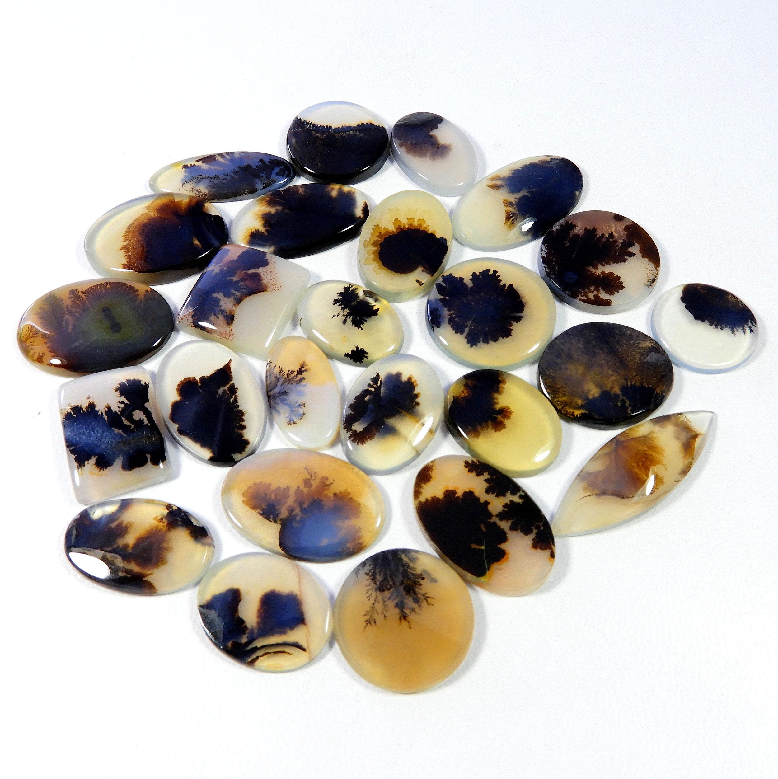 Shazar Dendrite Gemstone. Unique~ Shazar Dendrite Agate Cabochon. Natural Scenic Dendritic Gemstone. Mix Shape Scenic Loose For Jewelry