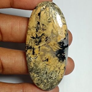 Tiger Dendritic Agate Cabochon: Semi Precious Loose Gemstone (54 X 26 Mm, 73cts.)