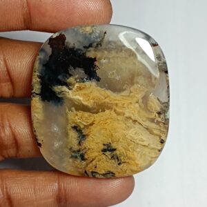 Tiger Dendritic Agate Cabochon: Semi Precious Loose Gemstone (45 X 40 Mm, 104cts.)