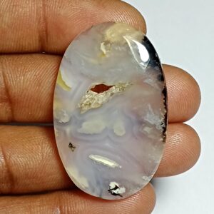 Tiger Dendritic Agate Cabochon: Semi Precious Loose Gemstone (41 X 26 Mm, 59cts.)