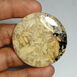 Tiger Dendritic Agate Cabochon: Semi Precious Loose Gemstone (44 X 44 Mm, 95cts.)